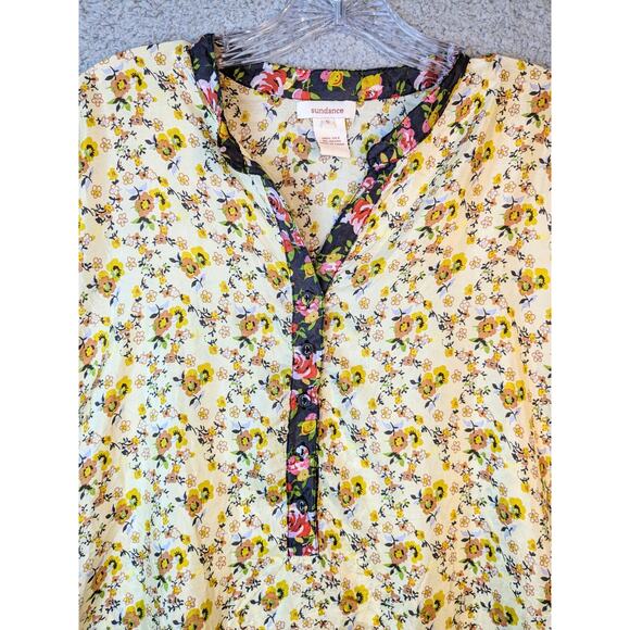 Sundance Tunic Top Silk Boho Floral Yellow Womens Small Flowy Lagenlook Beach - Picture 12 of 14